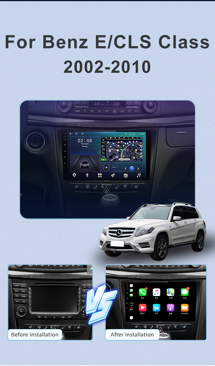 Car Radio For Mercedes Benz E/CLS Class 2002-2010 GPS Navigation Multimedia Video GPS Android 11 Carplay