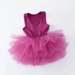 Baby Peuter Meisje Balletjurk Roze Paarse Maillots Jumpsuit Tutu Rok Klassieke Ruche Tule Pluizige Feestset Kleding Jurken