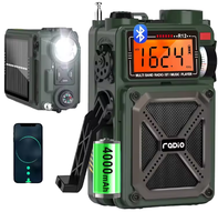 Radio de Emergencia AM/FM de Plástico con Carga Solar y Manivela, Linterna, Pantalla LCD, Cargador de Teléfono Móvil de 4000mAh, 5-10W