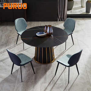 Nouvelle conception de <span class=keywords><strong>table</strong></span> à manger ronde <span class=keywords><strong>avec</strong></span> <span class=keywords><strong>plateau</strong></span> en marbre rotatif, style moderne pour salle à manger, cuisine, extérieur, hôtel - Product Image 1