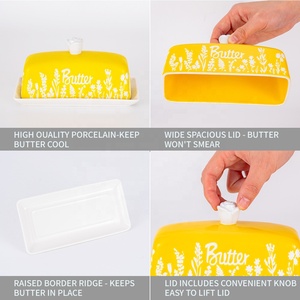 Mantequillera de Cerámica con Tapa, Diseño de Plantas, Hermética, Apta para Refrigerador, Microondas y Lavavajillas, Contenedor de Cocina - Product Image 4