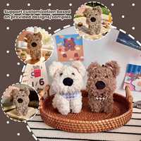 Porte-clés pendentif en peluche West Highland à visage rond et mignon, en coton PP, figurine de chiot désordonné, décoration de sac, cadeau créatif pour filles