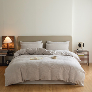 100% coton brossé 60S brillant lavé tridimensionnel Jacquard quatre pièces ensemble de literie <span class=keywords><strong>gris</strong></span> argent avec emballage exquis - Product Image 1