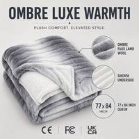 Manta Eléctrica Bearhug Tamaño Completo 77 X 84, 10 Niveles de Calor, Apagado Automático de 1 a 12 Horas, Piel Sintética Sherpa de Doble Cara