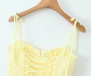 TAOP & ZA mujeres 2024 verano nueva <span class=keywords><strong>moda</strong></span> europea y americana Casual temperamento <span class=keywords><strong>hongo</strong></span> hueso de pescado bordado falda con tirantes - Product Image 3