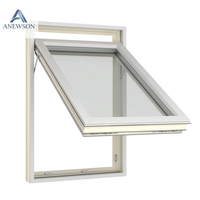 Fenêtres à auvent manuelles en aluminium à double vitrage trempé insonorisées modernes, faciles à installer pour hôtels et appartements