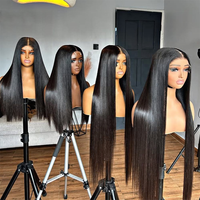Peluca de Cabello Humano Virgen Liso Natural SDD sin Pegamento con Encaje Frontal HD Doble Trama 13x4, Venta al por Mayor con Marca Privada