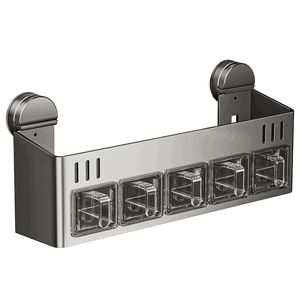 פלדת פחמן מודרנית + abs רב תכליתיים תיבול אחסון מטבח אחסון מזון תיבות 1-3l קיבולת 1-3l עיצוב מרובע הבית - Product Image 2