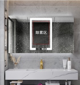 Armoire de salle de bain gris foncé, armoire de rangement en verre avec miroir, comptoir blanc, lavabo, corps d'armoire mural - Product Image 6