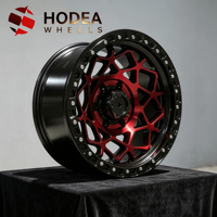 Jantes forgées tout-terrain de style Beadlock à 6 trous, rouge et noir, en maille, de 17/18/20 pouces pour F150 Silverado Jeep Wrangler 4x4 Pickup SUV