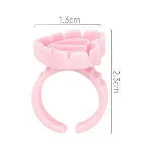 Eyelash Extensions Cup Tools High Quality Plastic Glue Ring Color Lash Heart Shaped Flower Type Adhesive Holder Blossom Style