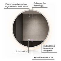 Espejo LED Redondo con Control Táctil, Espejo Plateado sin Cobre con 91.5% de Transmitancia para Decoración de Salón