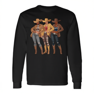 Camiseta Negra de Manga Larga con Diseño de Vaquera del Oeste, Texas Rodeo - Product Image 2