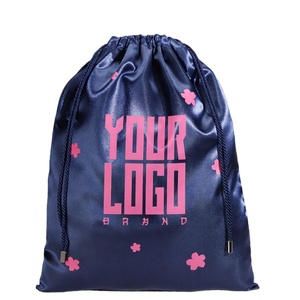 Sac à cordon en satin avec logo personnalisé pour extensions de cheveux, pochette à bijoux, petit sac cadeau en soie personnalisé pour mariage - Product Image 1