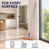 Raclette multi-surfaces 34 cm de large, lame en caoutchouc qui élimine l'eau d'une seule passe, manche en acier inoxydable de 122 cm pour atteindre les points hauts de la maison