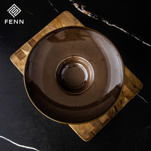 Plato <span class=keywords><strong>de</strong></span> Pasta <span class=keywords><strong>de</strong></span> Cerámica Profunda con Esmalte Moteado Pintado a Mano Estilo Rústico FENN, Plato <span class=keywords><strong>de</strong></span> Porcelana para Sopa, Postre y <span class=keywords><strong>Cena</strong></span> para Restaurantes y Hoteles - Product Image 3