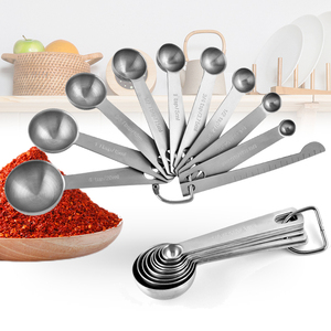 Juego de 10 Cucharas Medidoras de Acero Inoxidable para Cocina, Ecológicas, para Café y Repostería, con Nivelador - Product Image 1