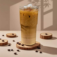 Gobelet en verre borosilicate martelé 460 ml réutilisable moderne, compatible lave-vaisselle et micro-ondes, avec couvercle et paille, pour café, thé, eau
