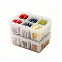 Fresh-Keeper Boîte de rangement en plastique à 6 grilles pour la maison et le bureau Fruits Légumes Aliments Réfrigérateur Utiliser Snackle Box Snack Container