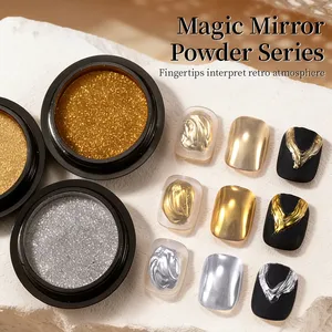 3 Colors Magic <b>Mirror</b> Powder for Nails Metallic Gold Silver Chrome Nail Powder Holographic <b>Mirror</b> Effect for Nail Art Decoration - Product Image 3