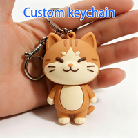 Gantungan Kunci PVC Tahan Lama Portabel Ramah Lingkungan Tahan Air Desain Kucing Anak Kucing Logo Kustom Hadiah Bisnis Baru