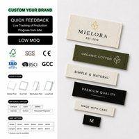 Étiquette tissée personnalisée écologique haute densité avec logo 3D, thermocollante, pour vêtements et chaussures, en satin et caoutchouc, pliée au centre, découpée au laser