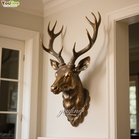Art mural Sculpture réaliste Statue tête de cerf en bronze