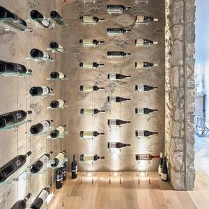 फ्लोटिंग वाइन बार सेलर डिस्प्ले शराब शेल्फ केबल सिस्टम वाइन बोतल रैक ग्लास क्रेडल्स के साथ रैक - Product Image 2