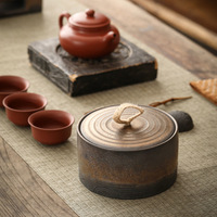 Japanse Stijl Handgemaakte Steengoed Retro Keramische Opslag Droge Goederen Verzegelde Koffiebonen Thee Verpakking Jar Met Hennep touw Handvat