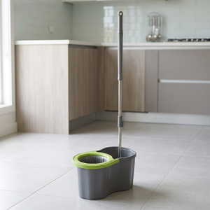 Set Mop Rotante Super 16L con Secchio, Rotazione a 360 Gradi, Facile da Usare, Tubo Estensibile fino a 110 cm, Grigio-Verde, per Uso Domestico - Product Image 3