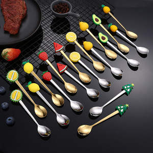 Creative Stainless Steel <b>Spoons</b> With Cartoon Fruit Silicone Handles For Children Dessert <b>Coffee</b> Stirring <b>Spoon</b> - Product Image 3