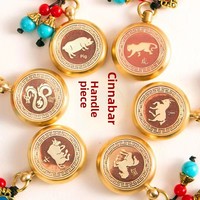 Porte-clés pendentif zodiacal sculpté à la main, ornement de voiture, breloque gourde en cuivre, souvenir, accessoire en laiton, modèle 5485, de Chine