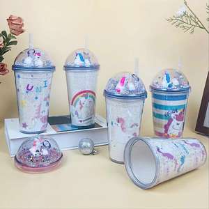 <span class=keywords><strong>Licorne</strong></span> 16oz Double Paroi Isolée En Plastique Boba Thé Au Lait Café Tasses 450ml En Plastique <span class=keywords><strong>Réutilisable</strong></span> Bubble Boba Thé Tasses Avec Couvercles - Product Image 2