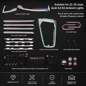 Luz Ambiental para Auto Audi A4L S4 RS4 B9 2017-2024, Diseño de Cielo Estrellado con Láser <span class=keywords><strong>Symphony</strong></span> 33 LED, Control por Pantalla/Aplicación/WeChat, Interior - Product Image 1
