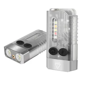 2024 nouveau transparent multi-fonctionnel tous les jours porter la lumière de la torche type-c Rechargeable IPX4 étanche LED petite lampe de poche