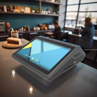 Tablette POS Android 11 10,1'' avec lecteur de carte NFC, écran client 5 pouces, lecteur de carte, terminal compatible SDK, 2 Go de RAM, imprimante thermique 58 mm