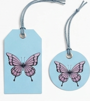 Kit d'emballage cadeau recyclable personnalisé avec motif papillon bleu pastel, comprenant du papier d'emballage pour bouquet, un sac en papier de Noël et un rouleau de papier d'emballage