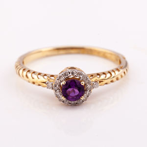 แหวนพลอยชุบโรเดียมทองคำขาว18K สุดหรู R-9295เครื่องประดับงานปาร์ตี้สไตล์คลาสสิก - Product Image 3