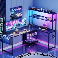 Bureau de jeu RGB en direct d'usine, structure en métal en forme de T, plateau en fibre de carbone, gestion des câbles, porte-gobelet, table d'ordinateur