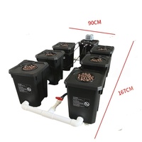 Kit de culture hydroponique RDWC personnalisable à 6 pots en plastique noir, seau hollandais, 7 gallons/27L, fournitures pour serre et jardin intérieur