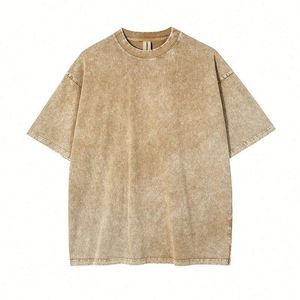250gsm Summer Acid Washed <b>T</b>-shirts 100% Cotton Hip Hop Drop Shoulder Vintage Oversized Men's <b>T</b> Shirts Heavy Weight With Logo - Product Image 1