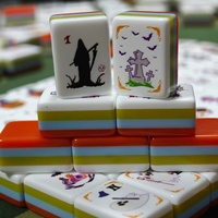 Set Ubin Mahjong Akrilik Premium Bertema Labu Halloween Amerika |   Transparan Berlapis-lapis |   Angka Arab & Joker Kustom
