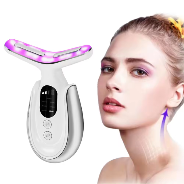 New Micro Current Face Neck Massager 7 Color Neck Wrinkles Facial Massage and Lifting Beauty Device