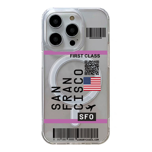 Custodia per iPhone con Motivo Biglietto Aereo <span class=keywords><strong>New</strong></span> <span class=keywords><strong>York</strong></span>-Londra, Compatibile con iPhone 11 12 13 14 15 16 17 Pro MAX, Magnetica e Trasparente - Product Image 1