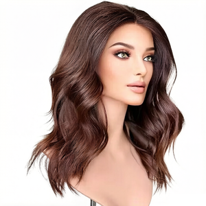 Parrucca Frontale in Pizzo Europeo Vergine Personalizzata, Trasparente, con <span class=keywords><strong>Capelli</strong></span> Umani Ondulati, Pre-Pizzicata, Senza Colla, con Baby Hair - Product Image 4