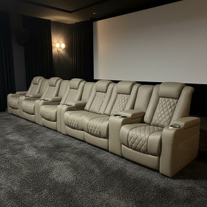 Sofá Reclinable Eléctrico Seccional de Cuero Genuino Foshan Furniture, Diseño Moderno para Sala de <span class=keywords><strong>Cine</strong></span> en Casa, Asientos Eléctricos de <span class=keywords><strong>Cine</strong></span> - Product Image 1