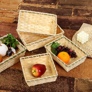 Panier à collation artisanal pour <span class=keywords><strong>fruits</strong></span> <span class=keywords><strong>secs</strong></span> et pain, en bambou tressé, style quotidien, idéal comme panier cadeau de <span class=keywords><strong>Noël</strong></span> - Product Image 2