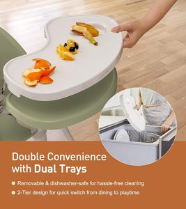 Chaise haute bébé en promotion, pliage à un bouton, structure stable, réglage en hauteur, conforme EN14988, chaise de repas en plastique et métal - Product Image 3