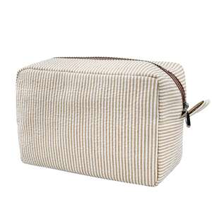Custom Makeup Bag Cosmetic Bag for Women Travel Toiletry Stripe Cosmetic Bag - Product Image 4