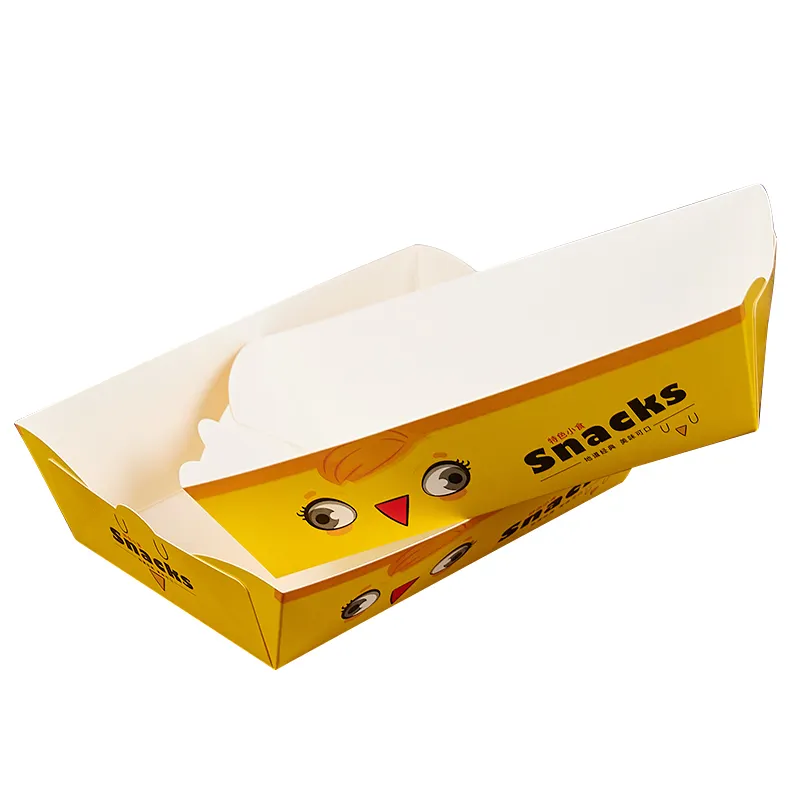 Toptan özel baskılı logolu kağıt Fast Food konteyner ambalaj kore kızarmış tavuk Take Away kollu kutu